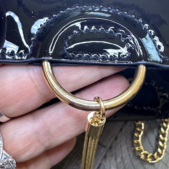 Jimmy Choo Black Patent mClutch with Gold Accents NWOT - Picture 8 of 12